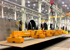 Грузоподъемная траверса с электропостоянными магнитами для листового проката и штрипс с телескопической балкой, серия HM2